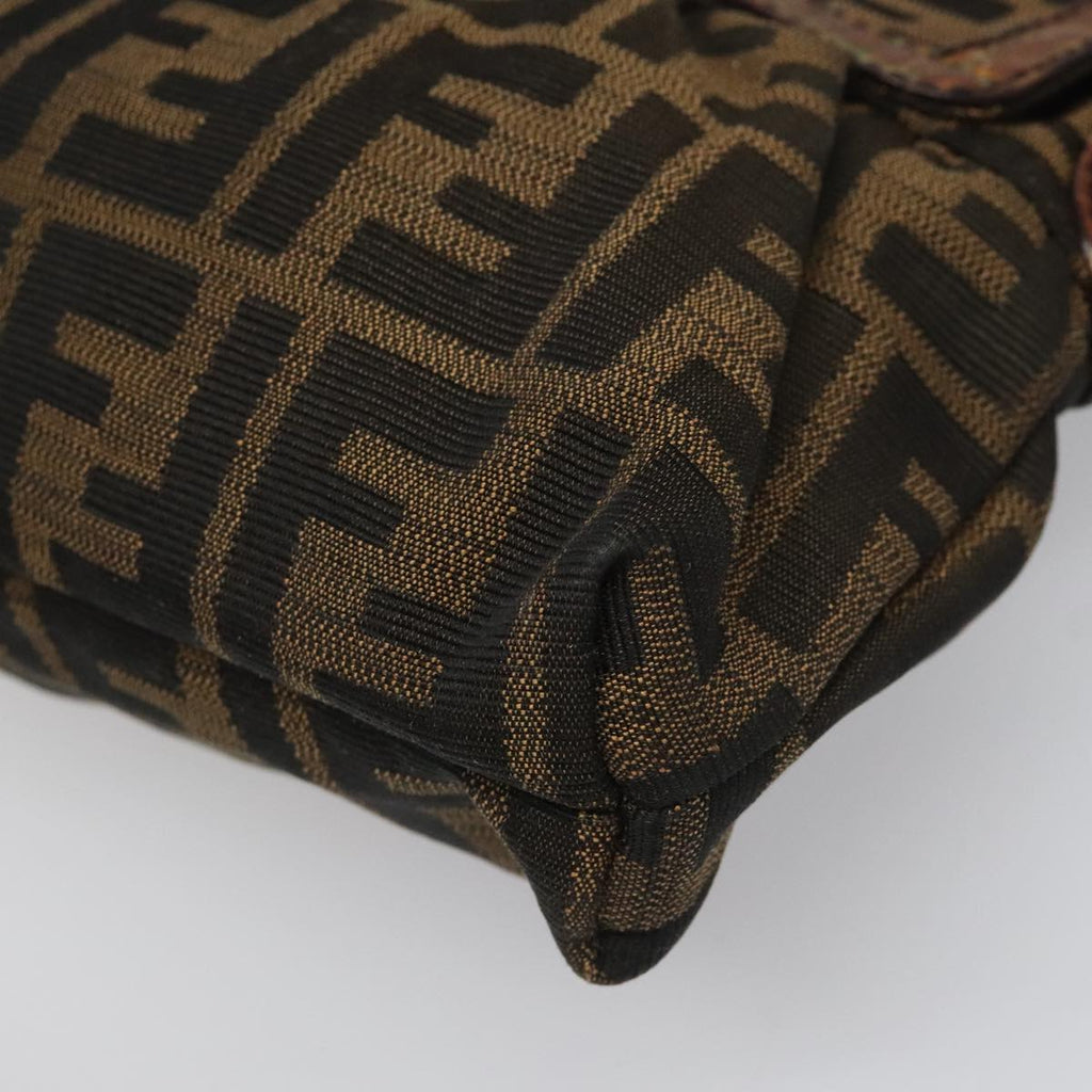 FENDI Zucca Canvas Shoulder Bag Brown Black gold 111883