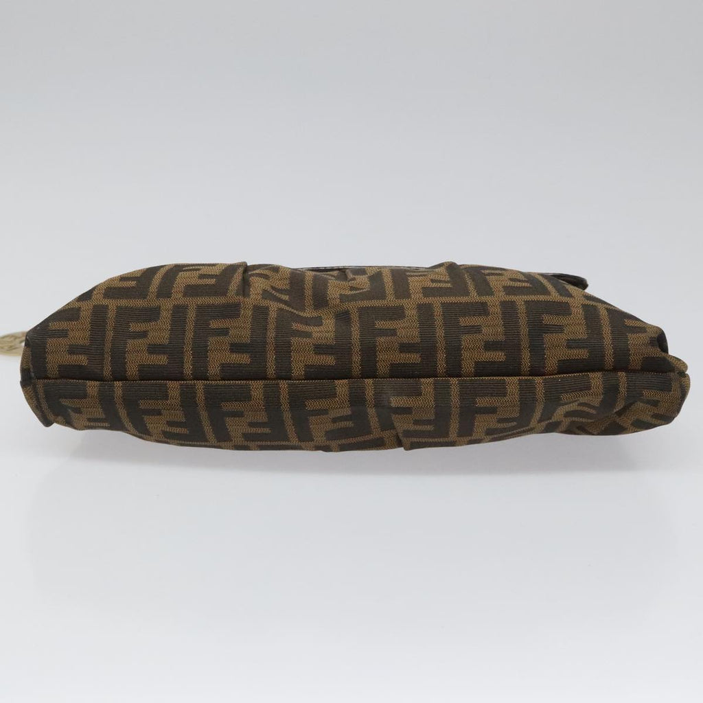 FENDI Zucca Canvas Shoulder Bag Brown Black gold 111883
