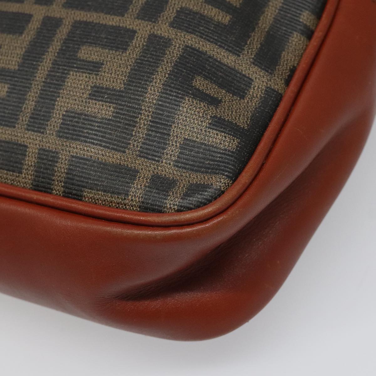 FENDI Zucca Canvas Shoulder Bag PVC Leather Brown Black gold 111885