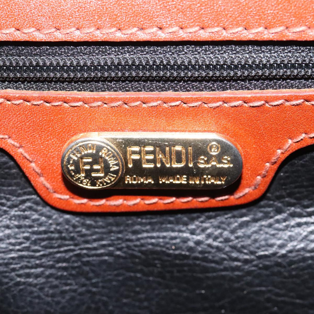 FENDI Zucca Canvas Shoulder Bag PVC Leather Brown Black gold 111885