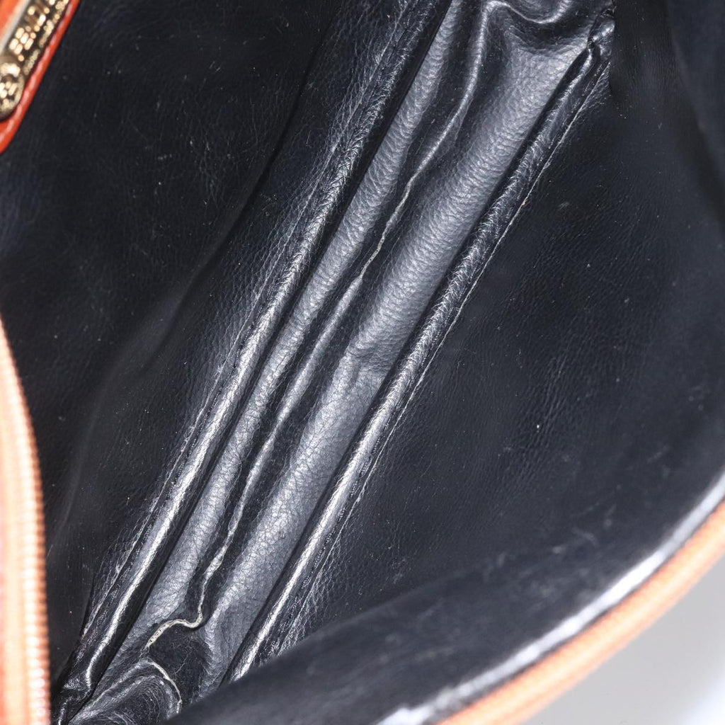 FENDI Zucca Canvas Shoulder Bag PVC Leather Brown Black gold 111885