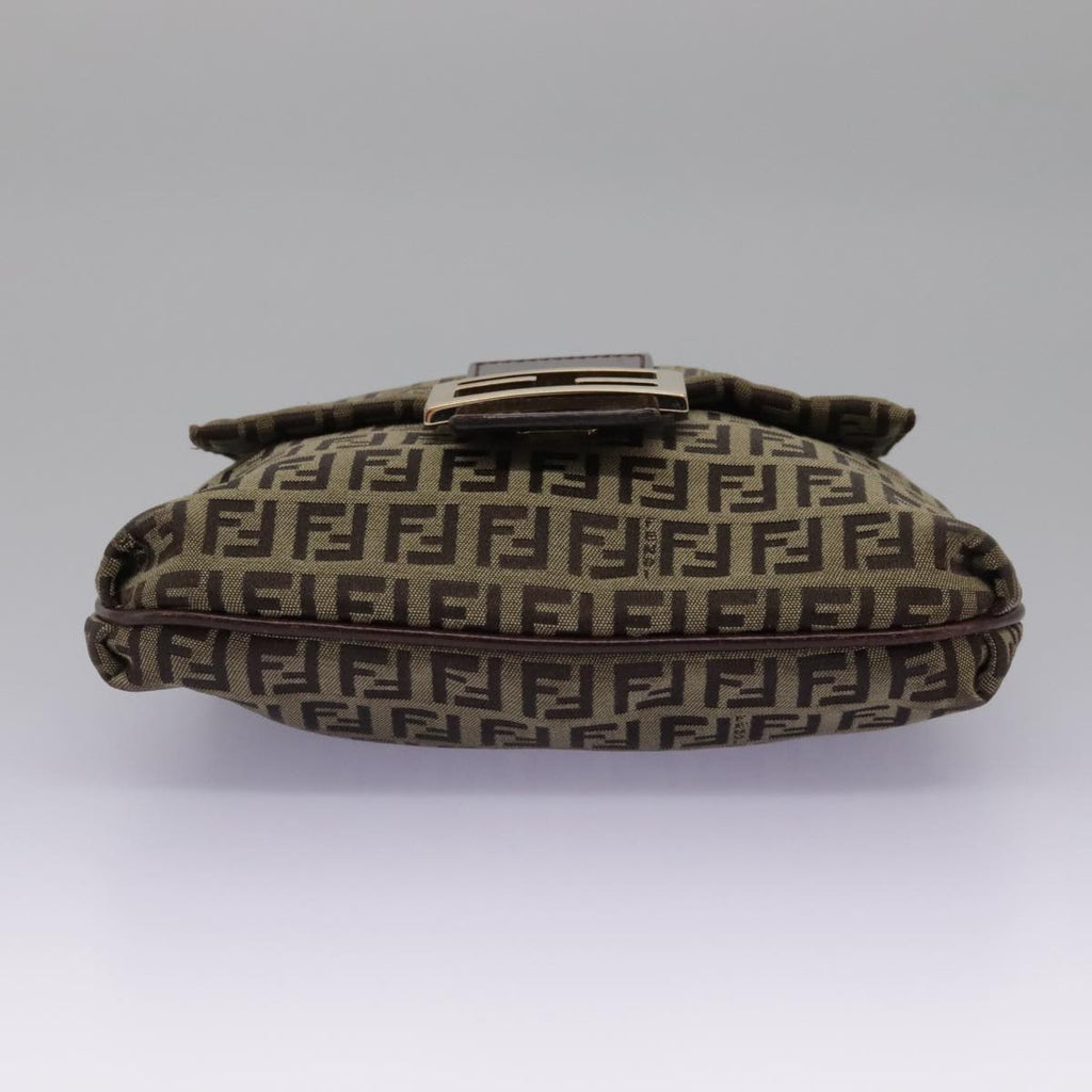 FENDI Zucchino Canvas Shoulder Bag Beige 111886