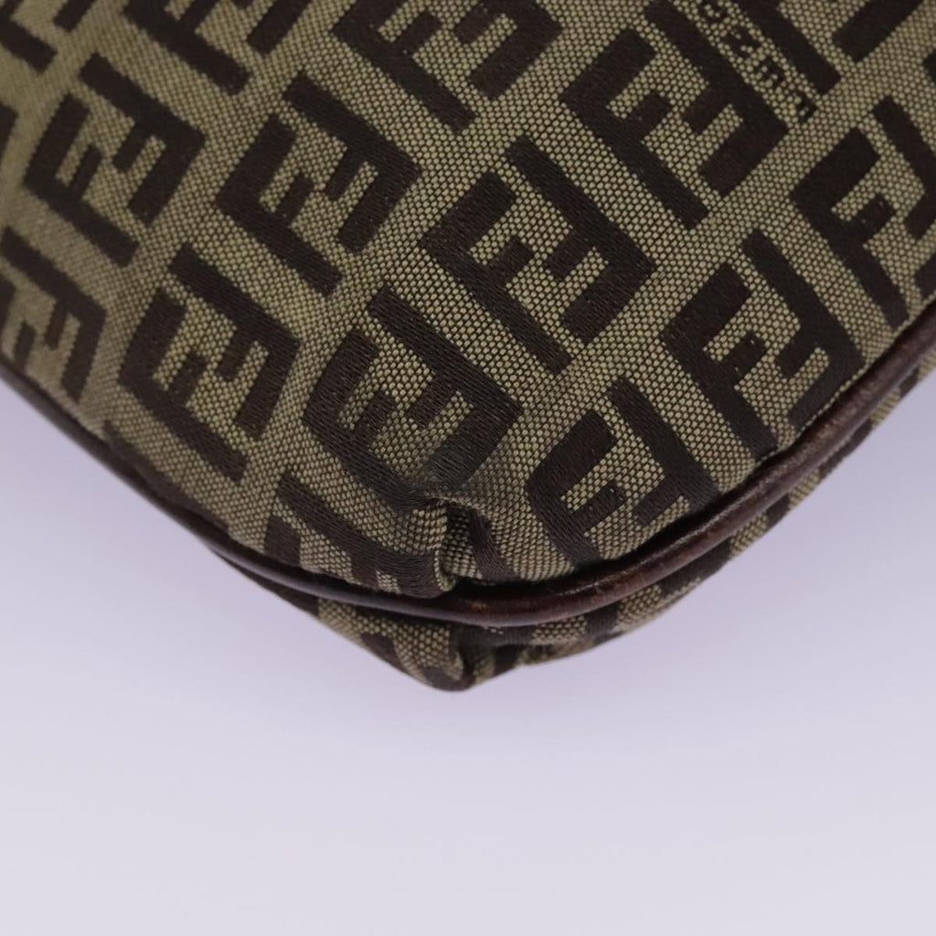 FENDI Zucchino Canvas Shoulder Bag Beige 111886