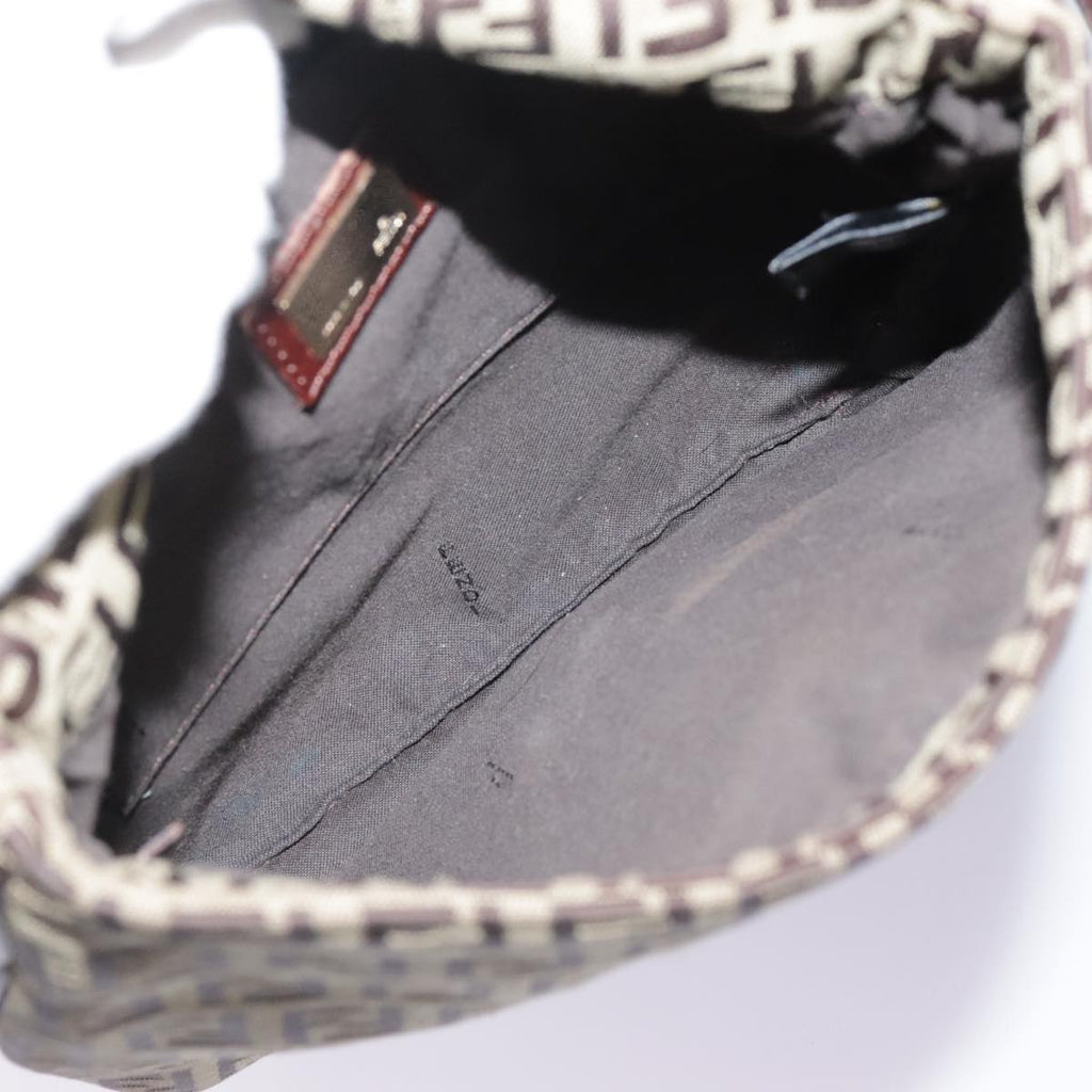 FENDI Zucchino Canvas Shoulder Bag Beige 111886