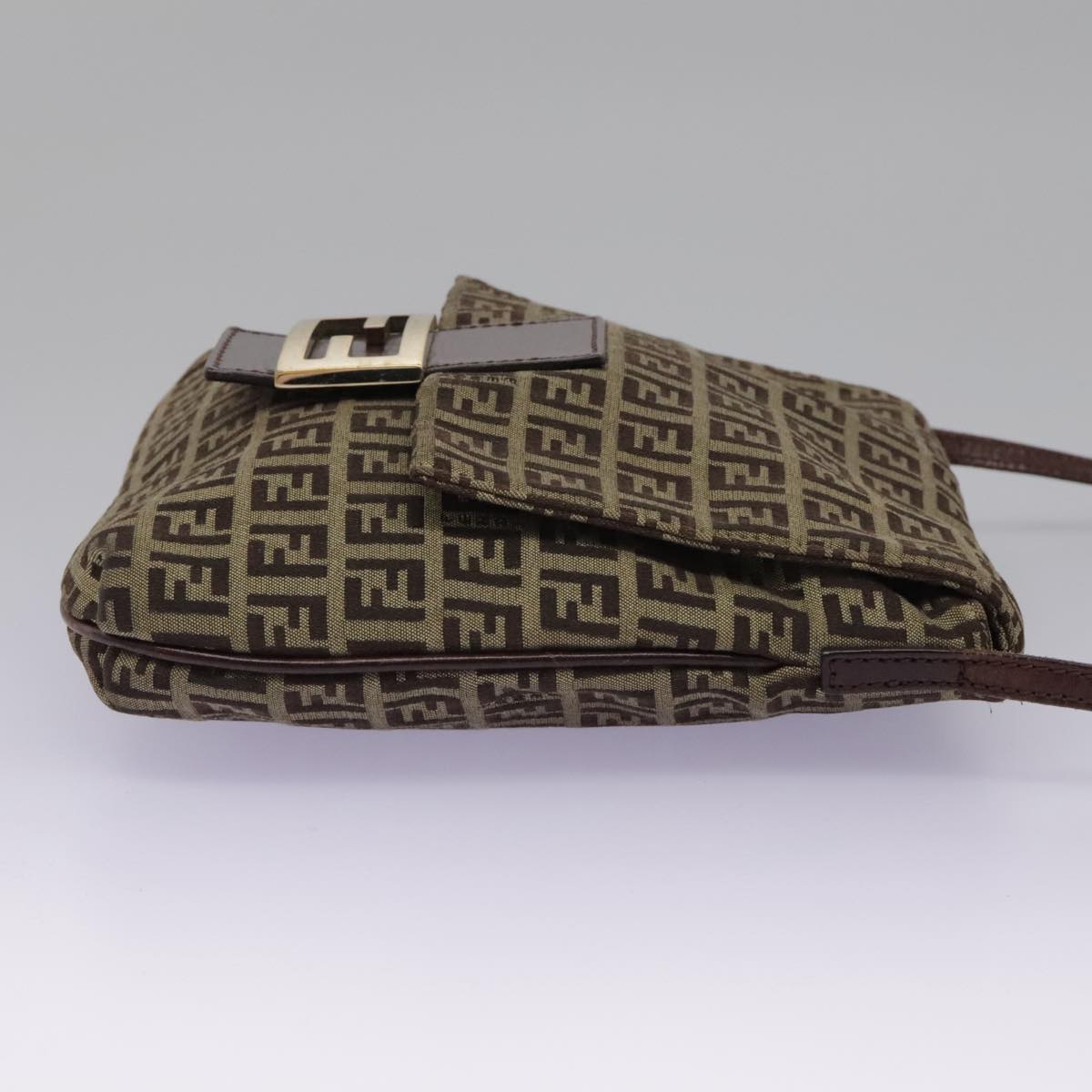 FENDI Zucchino Canvas Shoulder Bag Beige 111886