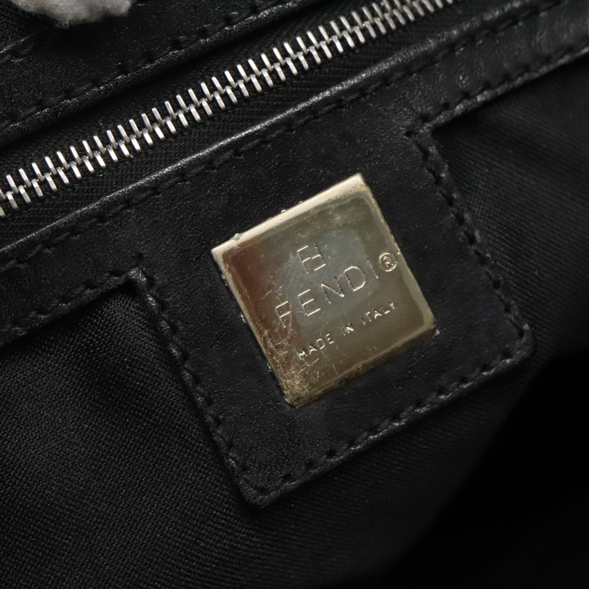 FENDI Zucca Canvas Shoulder Bag Black 111928