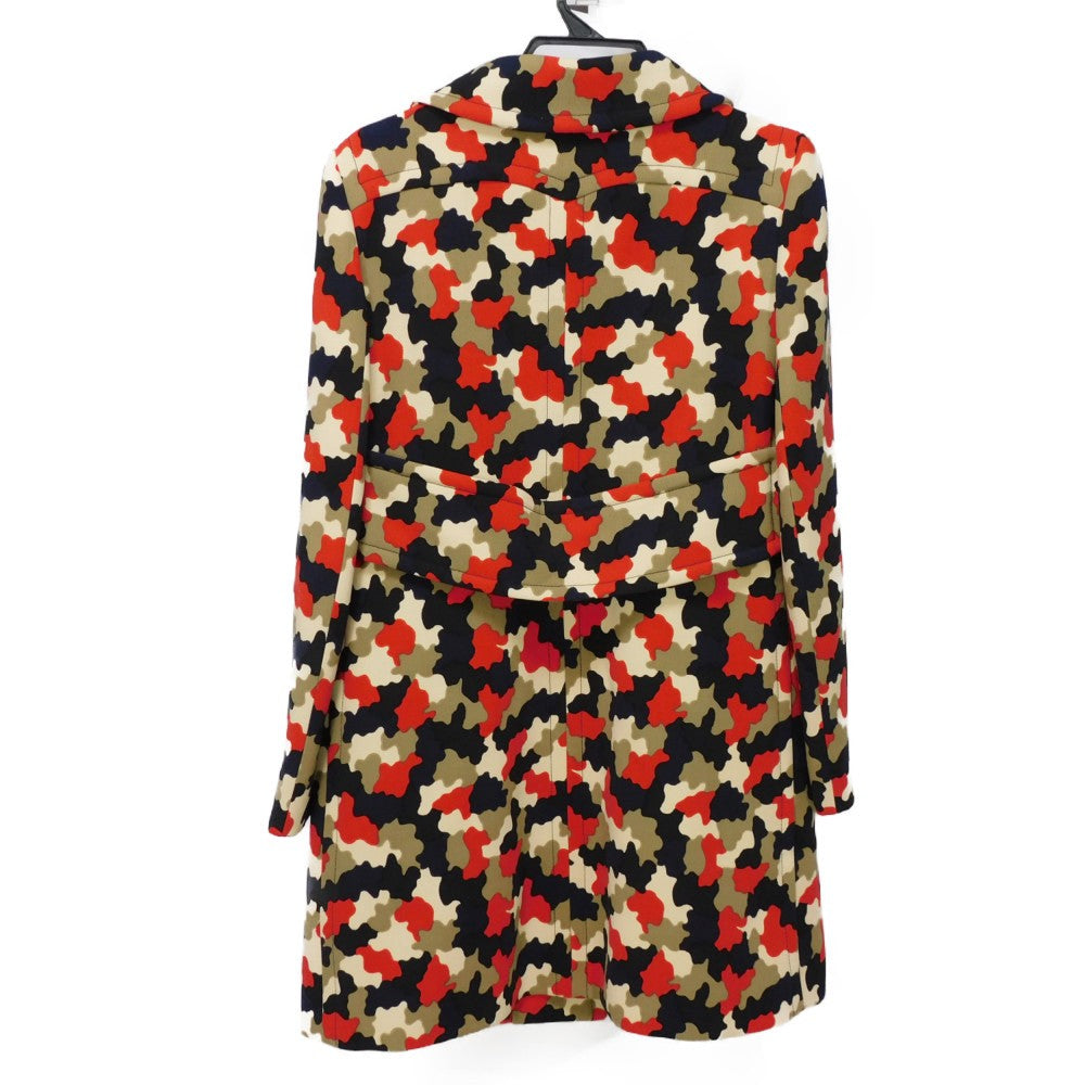 PRADA Duffel coat Virgin wool x rayon Red logo button Camouflage coat 42