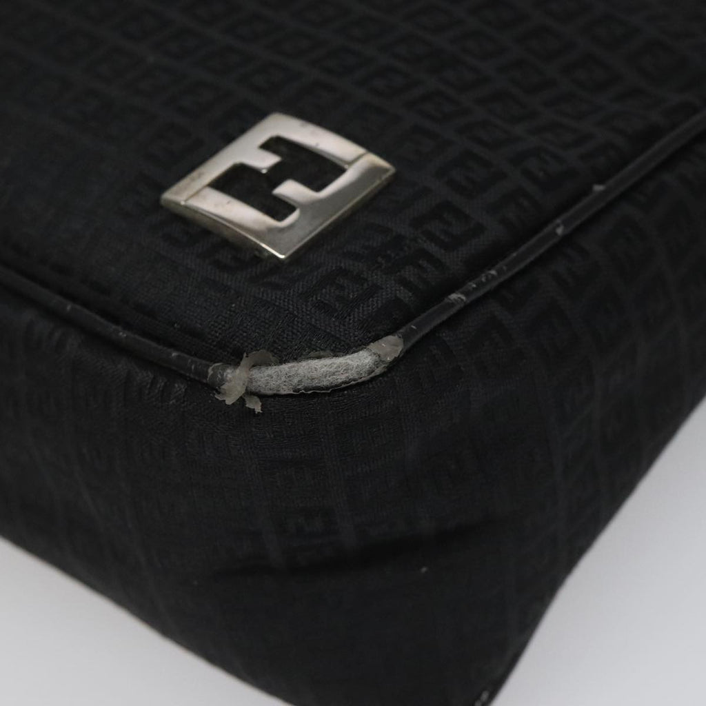 FENDI Zucchino Canvas Shoulder Bag Black 112119
