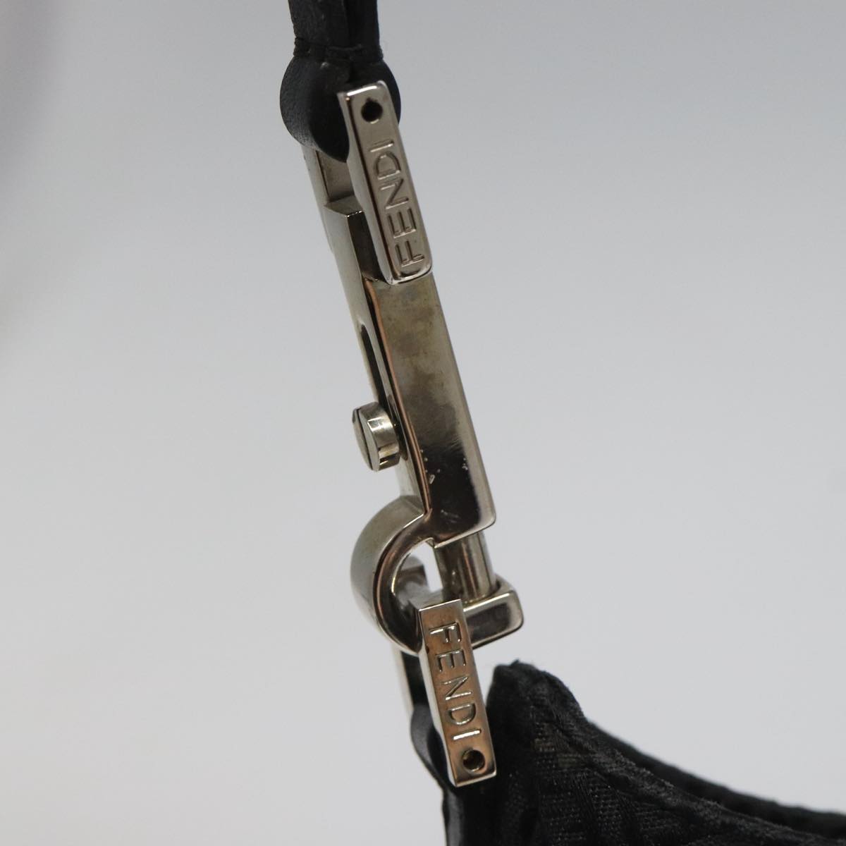FENDI Zucchino Canvas Shoulder Bag Black 112119