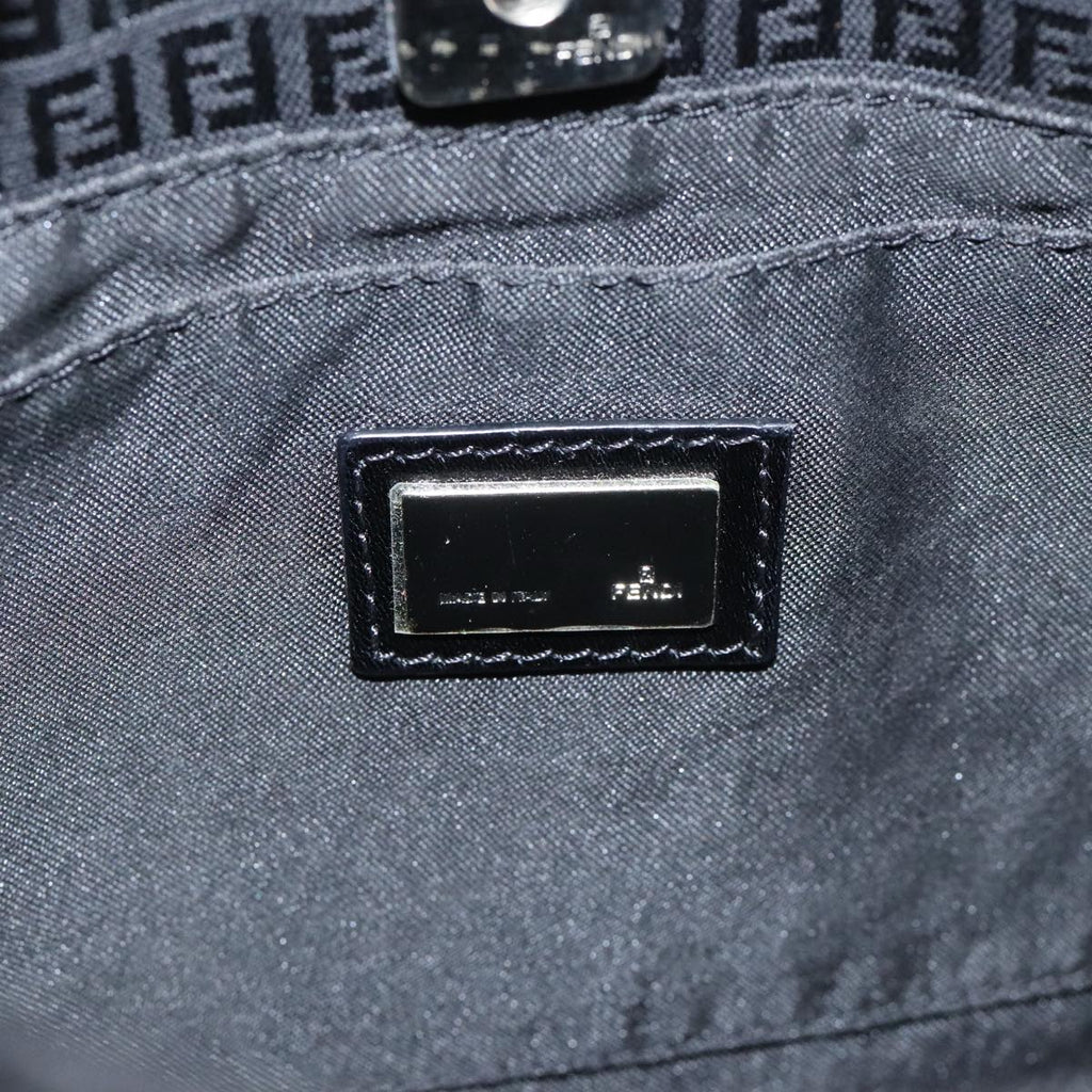 FENDI Zucchino Canvas Shoulder Bag Black 112119