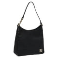 FENDI Zucchino Canvas Shoulder Bag Black 112119
