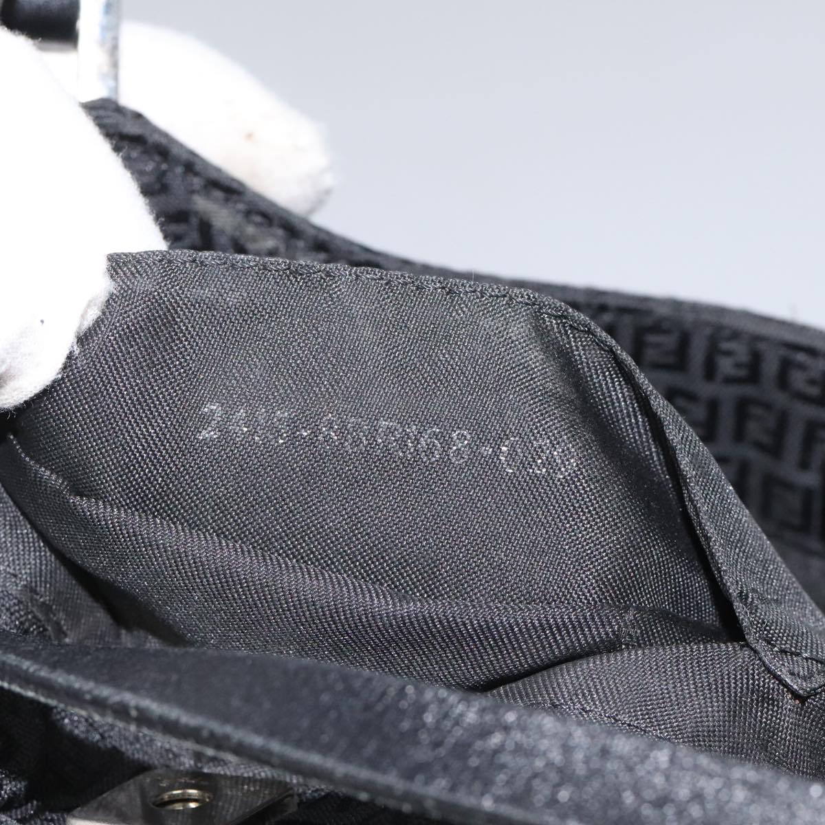 FENDI Zucchino Canvas Shoulder Bag Black 112119