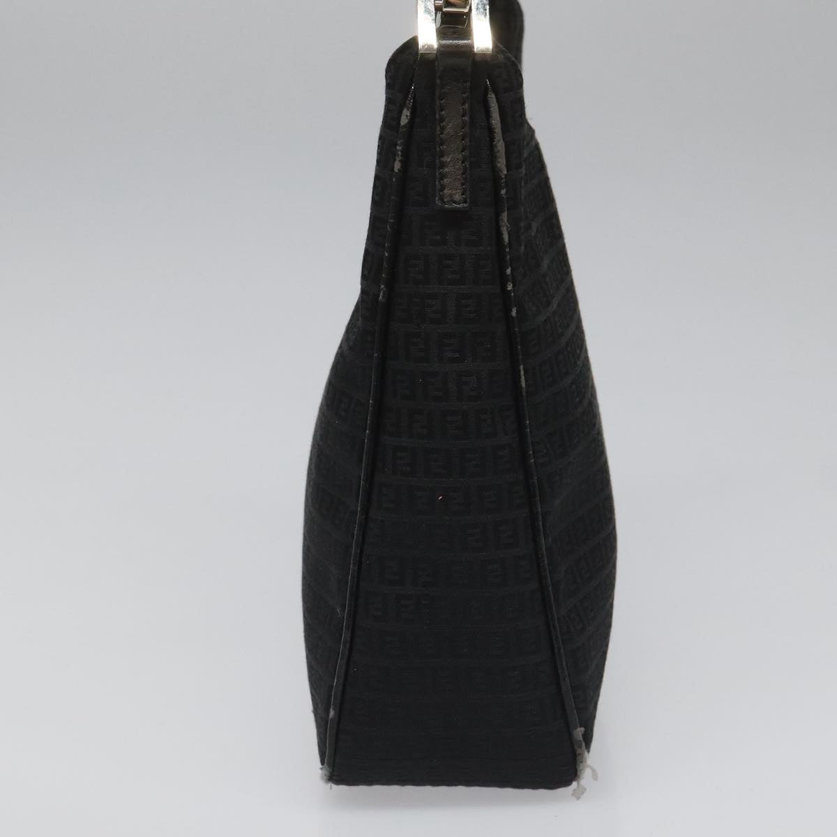 FENDI Zucchino Canvas Shoulder Bag Black 112119