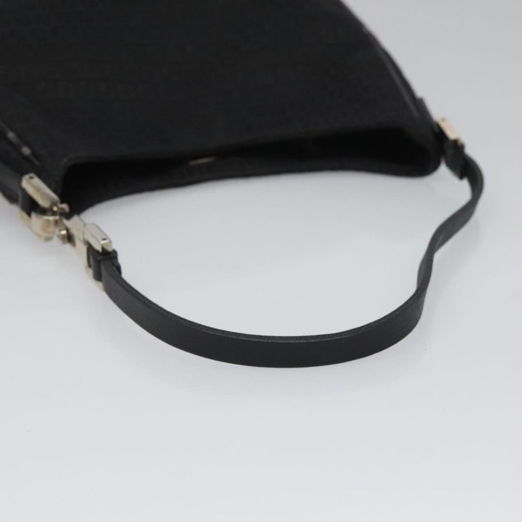 FENDI Zucchino Canvas Shoulder Bag Black 112119