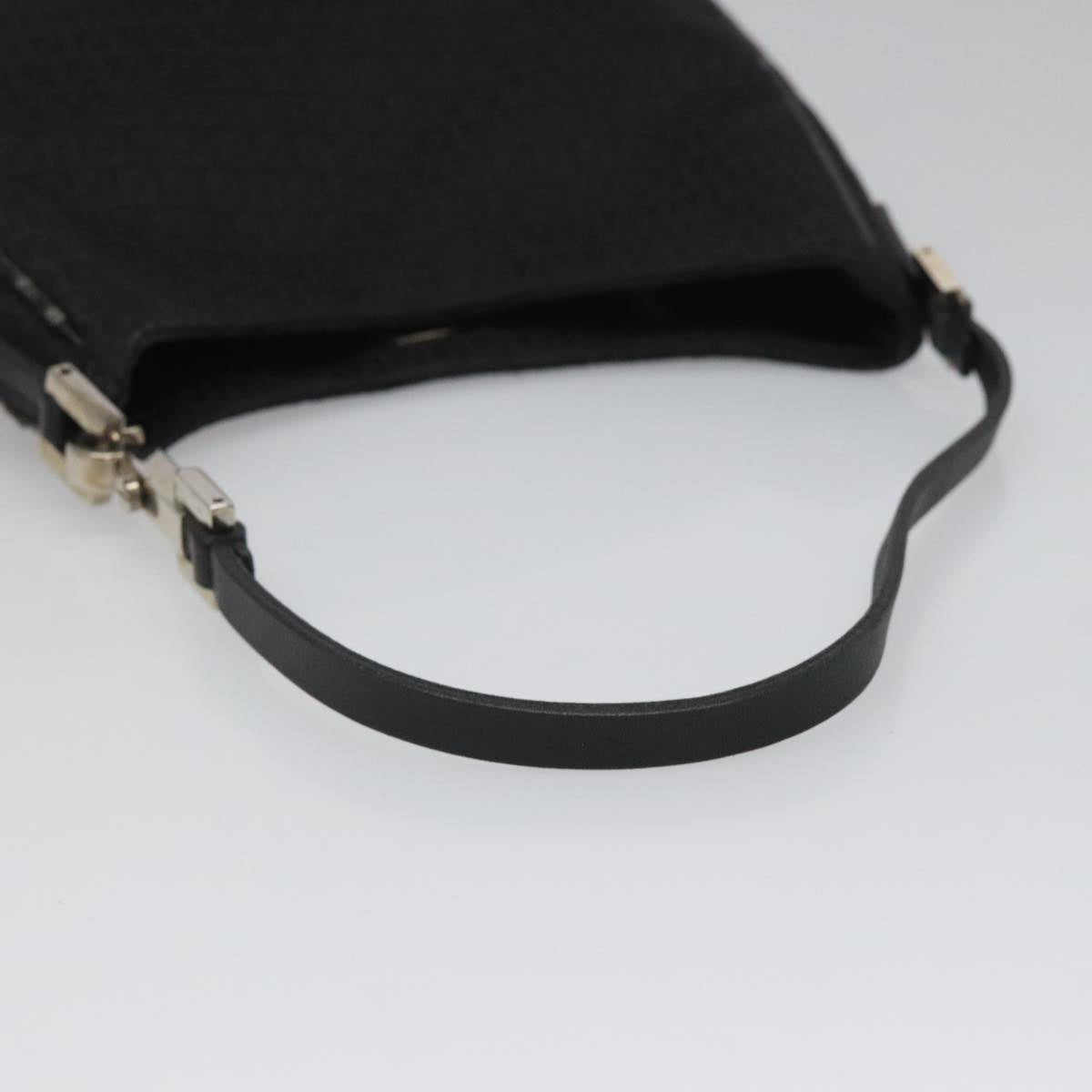 FENDI Zucchino Canvas Shoulder Bag Black 112119