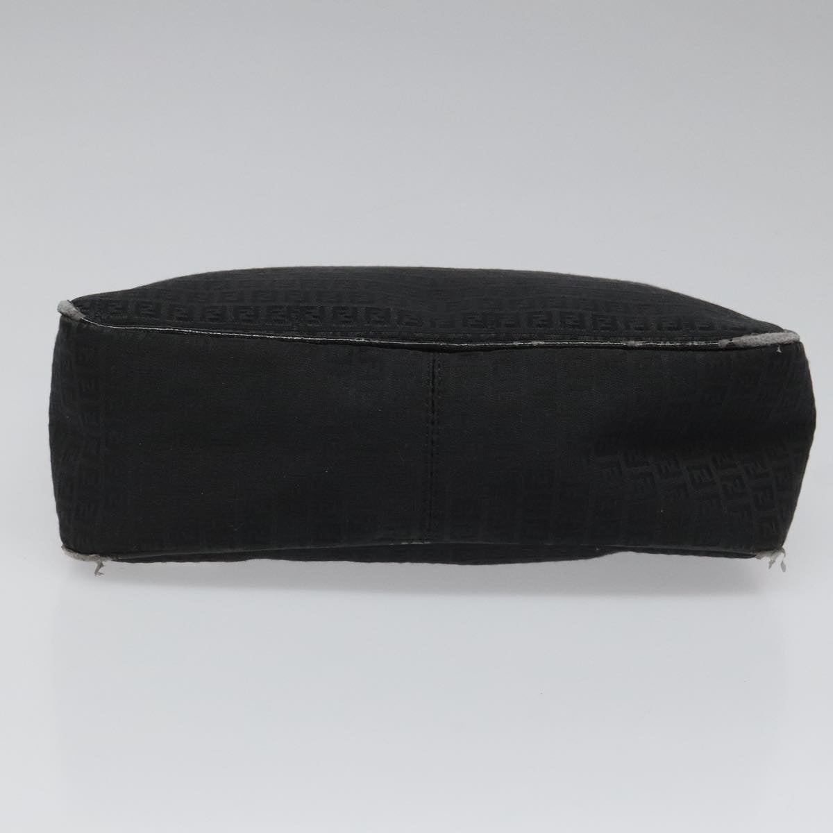 FENDI Zucchino Canvas Shoulder Bag Black 112119