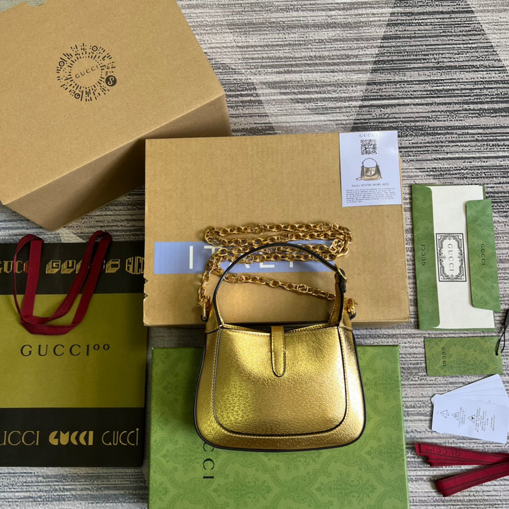 gg Jackie 1961 Lizard Mini Bag Gold For Women, Women’s Bags 7.5in/19cm gg ‎