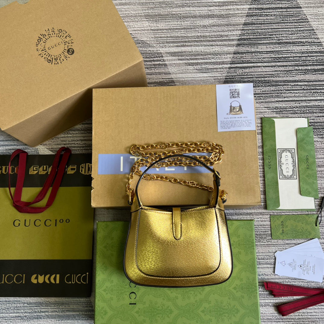 gg Jackie 1961 Lizard Mini Bag Gold For Women, Women’s Bags 7.5in/19cm gg ‎