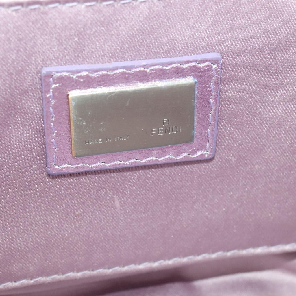 FENDI Zucchino Canvas Shoulder Bag Gold Purple 112288
