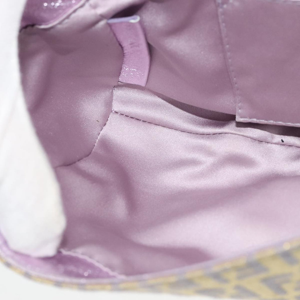 FENDI Zucchino Canvas Shoulder Bag Gold Purple 112288