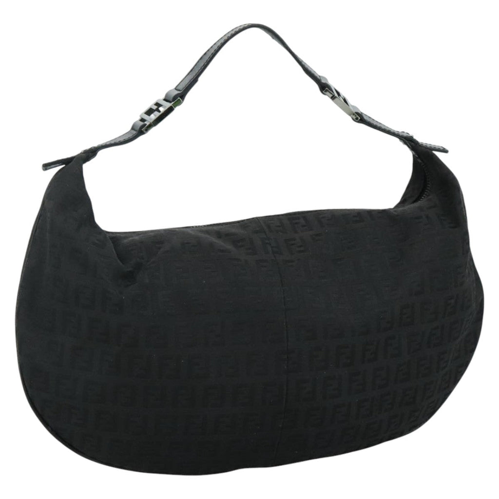 FENDI Zucchino Canvas Shoulder Bag Gold 112326