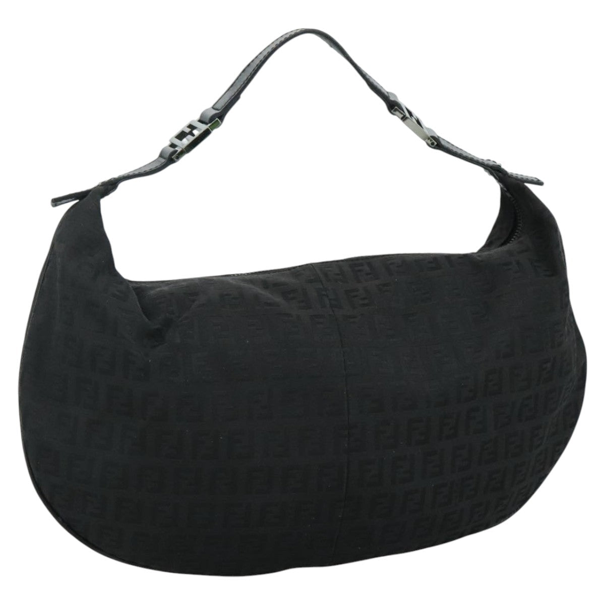 FENDI Zucchino Canvas Shoulder Bag Gold 112326