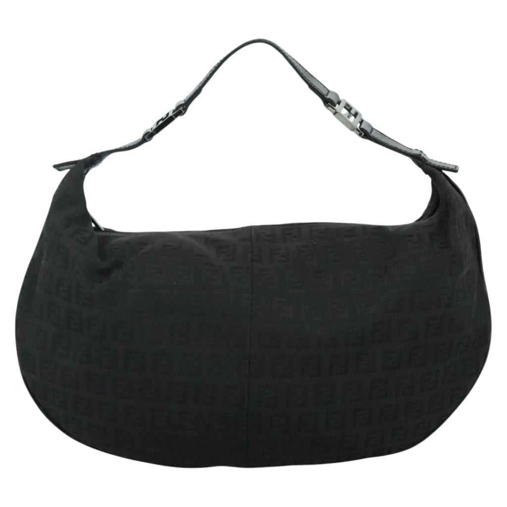 FENDI Zucchino Canvas Shoulder Bag Gold 112326