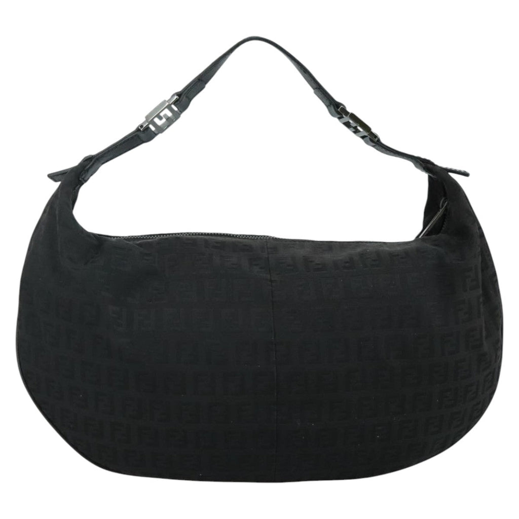 FENDI Zucchino Canvas Shoulder Bag Gold 112326