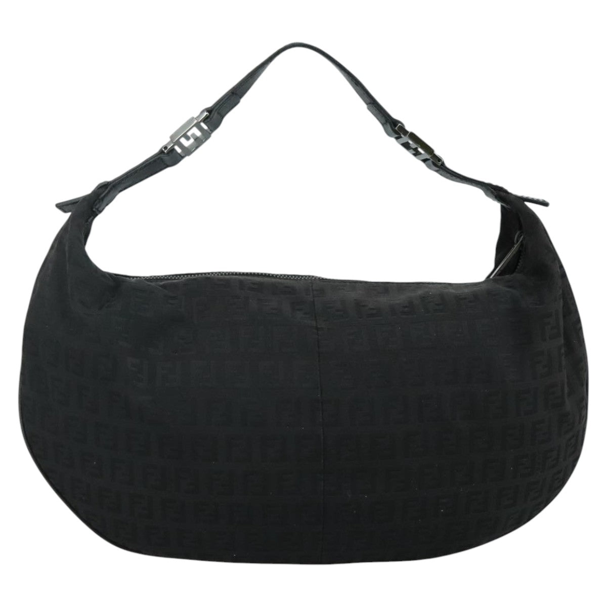 FENDI Zucchino Canvas Shoulder Bag Gold 112326