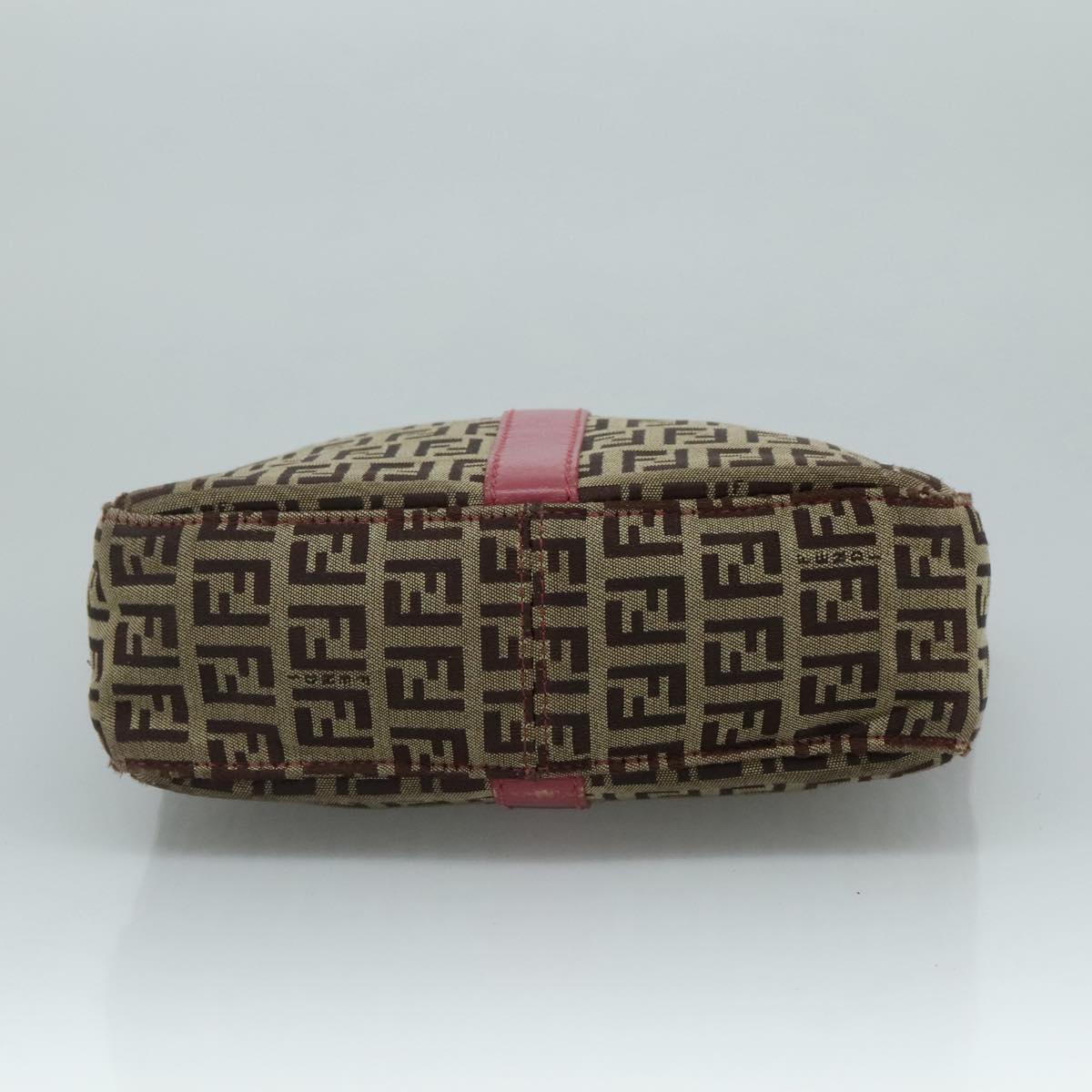 FENDI Zucchino Canvas Shoulder Bag Beige Gold 112386