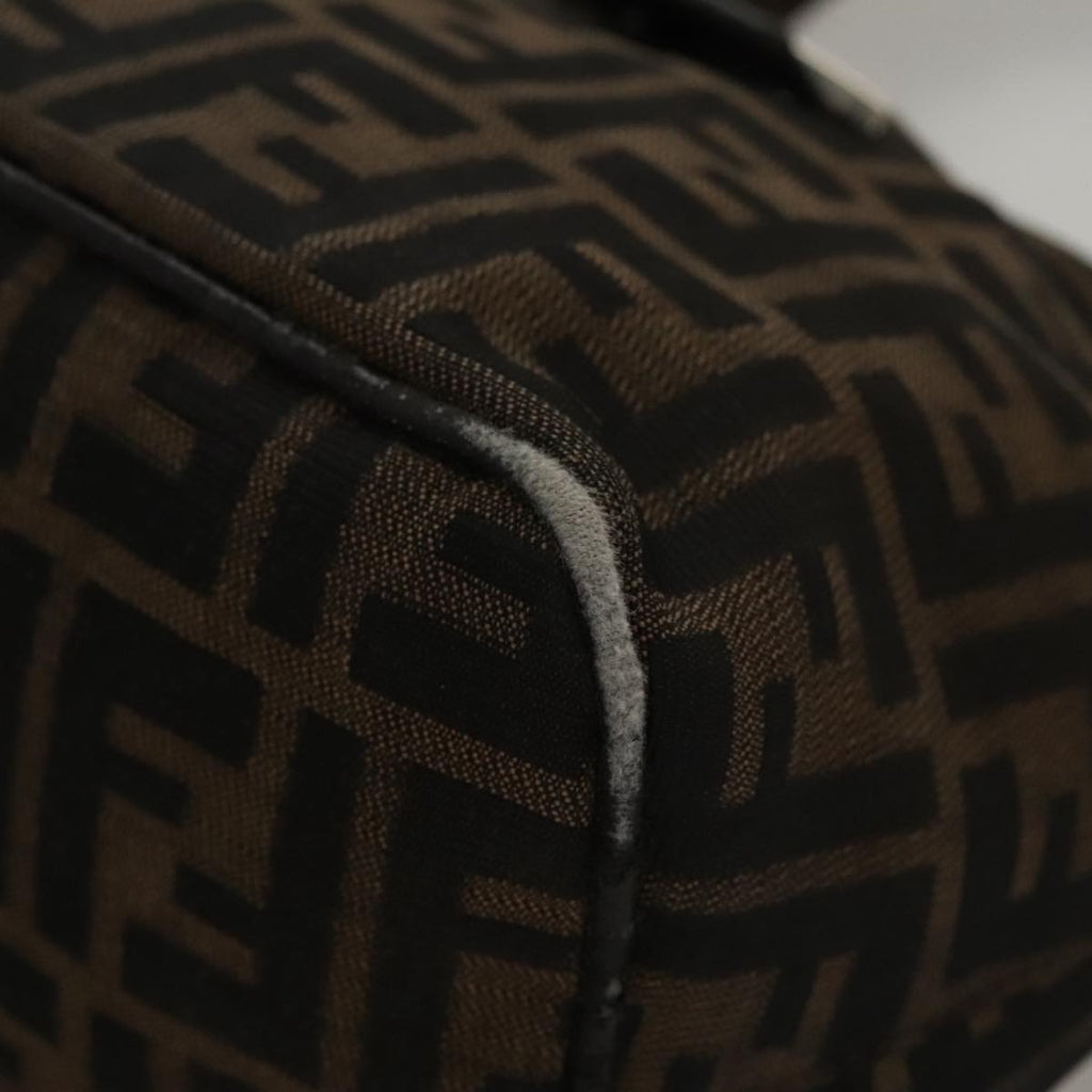 FENDI Zucca Canvas Mamma Baguette Shoulder Bag Brown Black Silver 112458