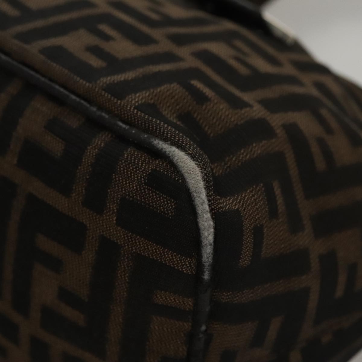 FENDI Zucca Canvas Mamma Baguette Shoulder Bag Brown Black Silver 112458