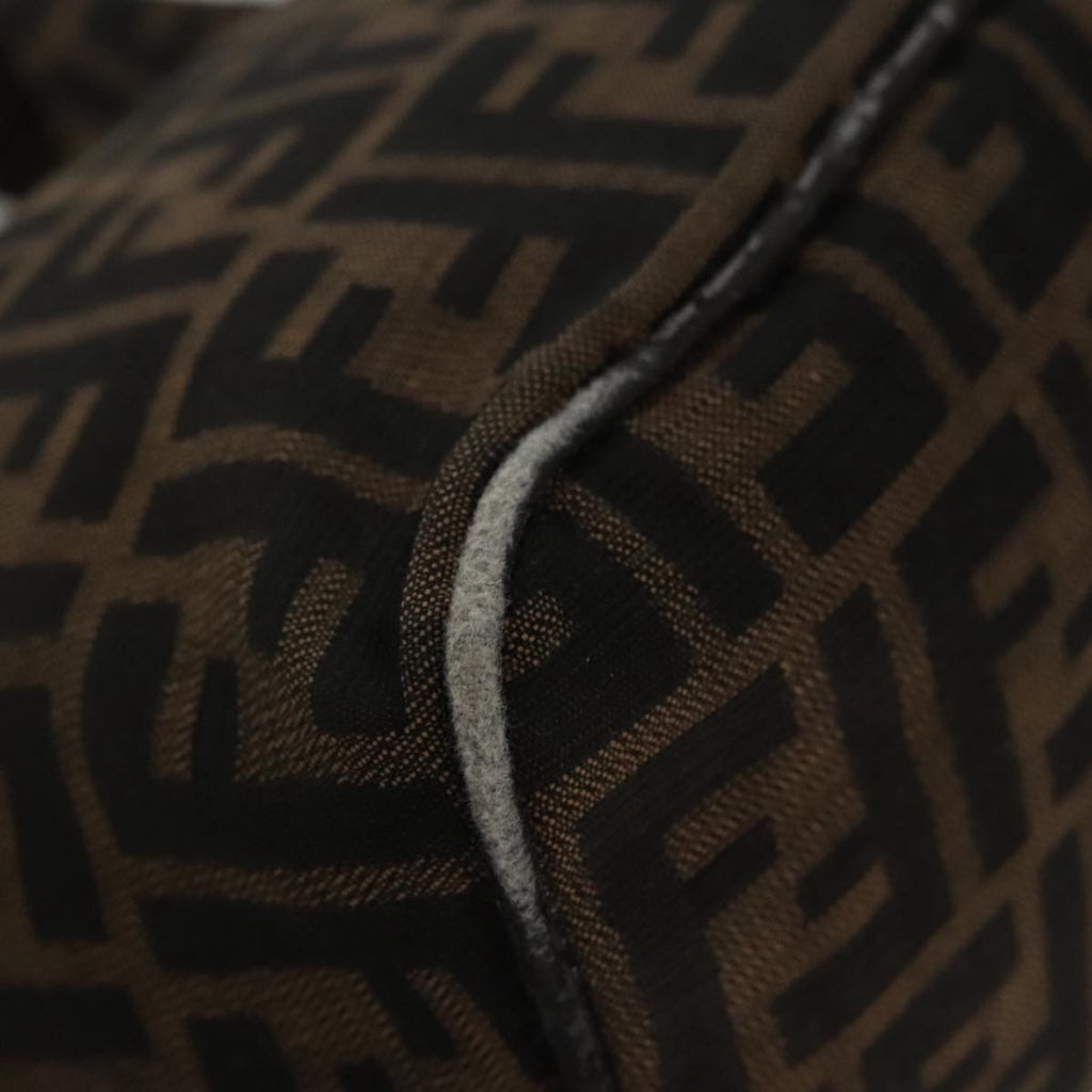 FENDI Zucca Canvas Mamma Baguette Shoulder Bag Brown Black Silver 112458