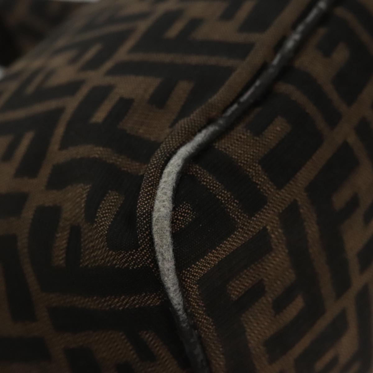 FENDI Zucca Canvas Mamma Baguette Shoulder Bag Brown Black Silver 112458