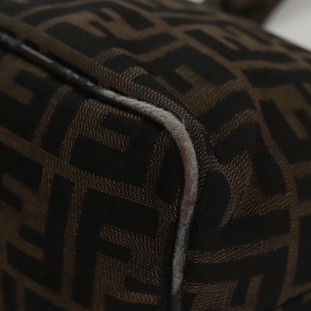 FENDI Zucca Canvas Mamma Baguette Shoulder Bag Brown Black Silver 112458