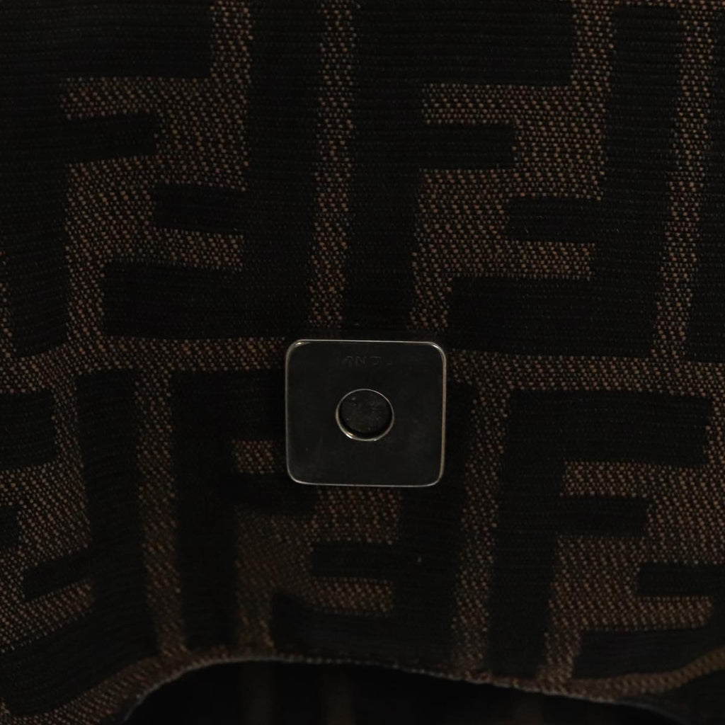 FENDI Zucca Canvas Mamma Baguette Shoulder Bag Brown Black Silver 112458