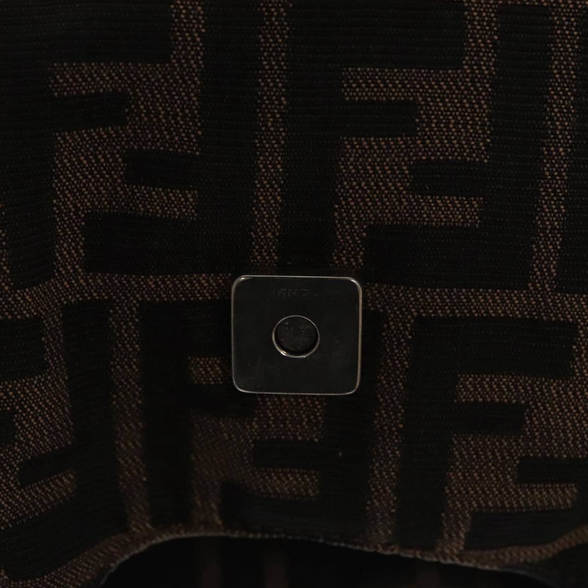 FENDI Zucca Canvas Mamma Baguette Shoulder Bag Brown Black Silver 112458