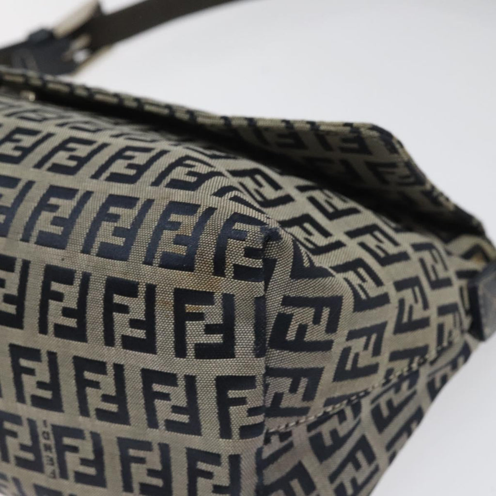 FENDI Zucchino Canvas Shoulder Bag Navy 112538