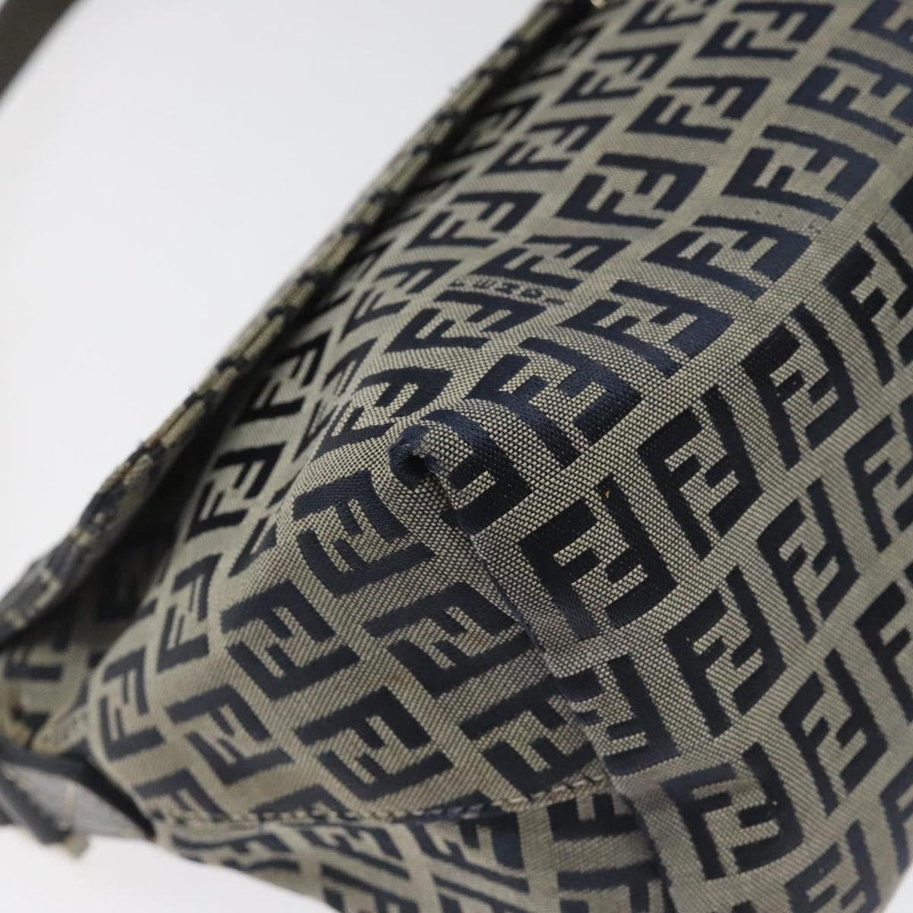 FENDI Zucchino Canvas Shoulder Bag Navy 112538