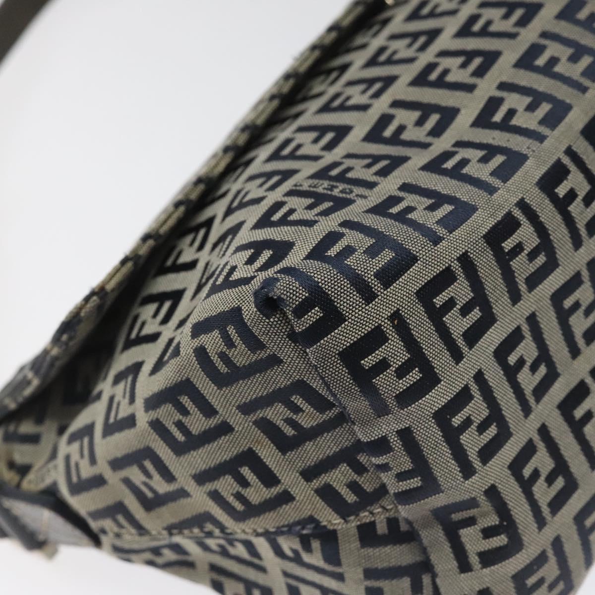 FENDI Zucchino Canvas Shoulder Bag Navy 112538
