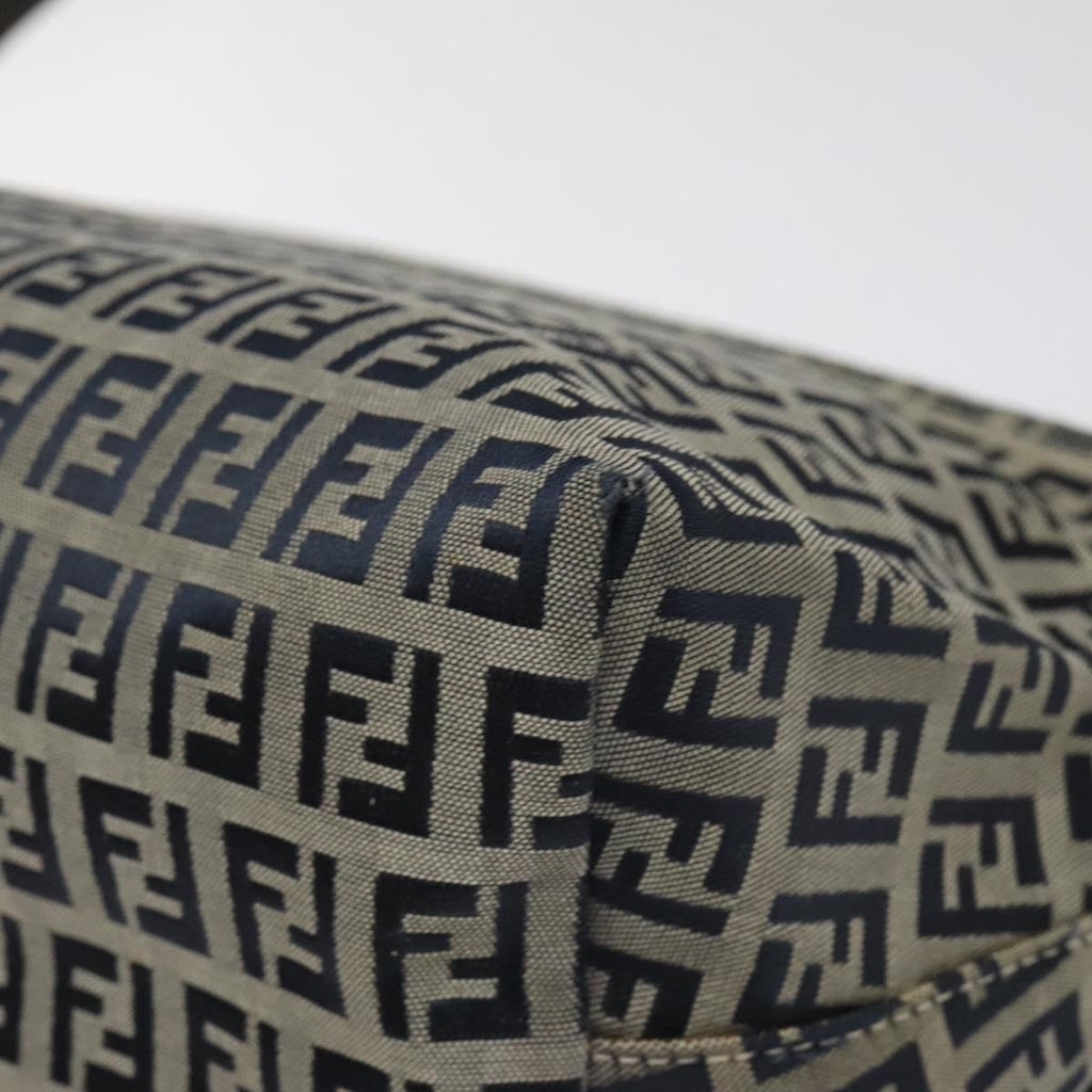 FENDI Zucchino Canvas Shoulder Bag Navy 112538