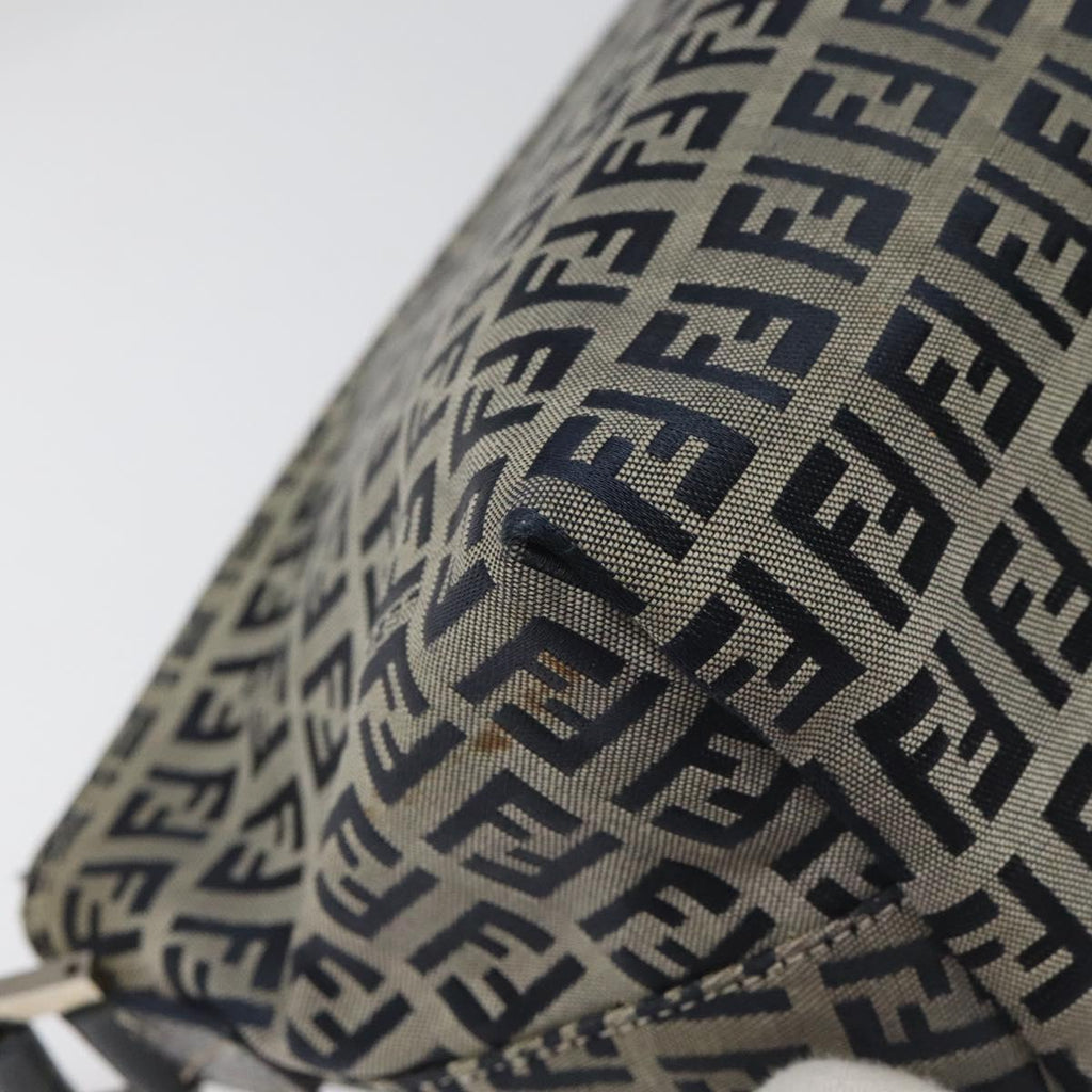 FENDI Zucchino Canvas Shoulder Bag Navy 112538