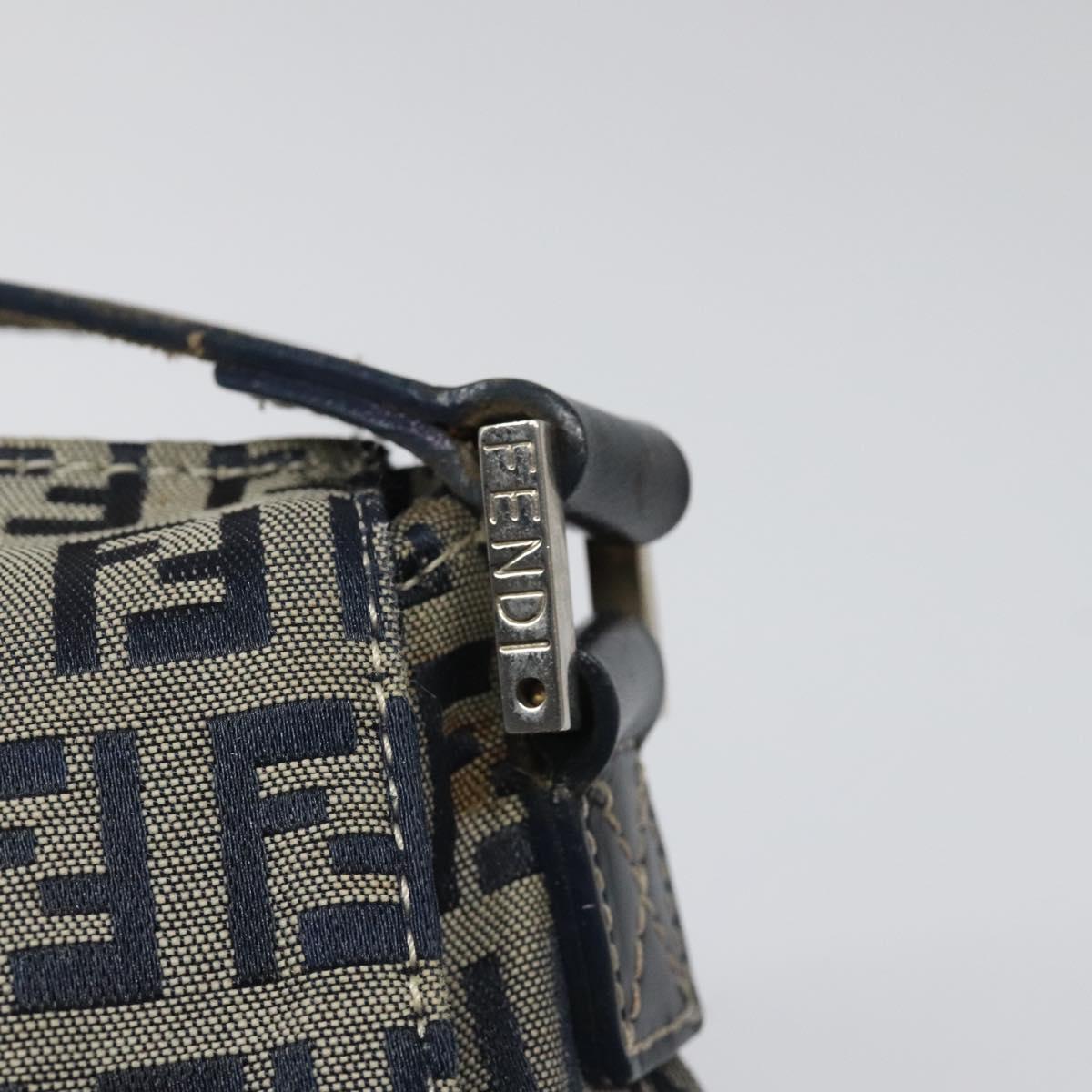 FENDI Zucchino Canvas Shoulder Bag Navy 112538
