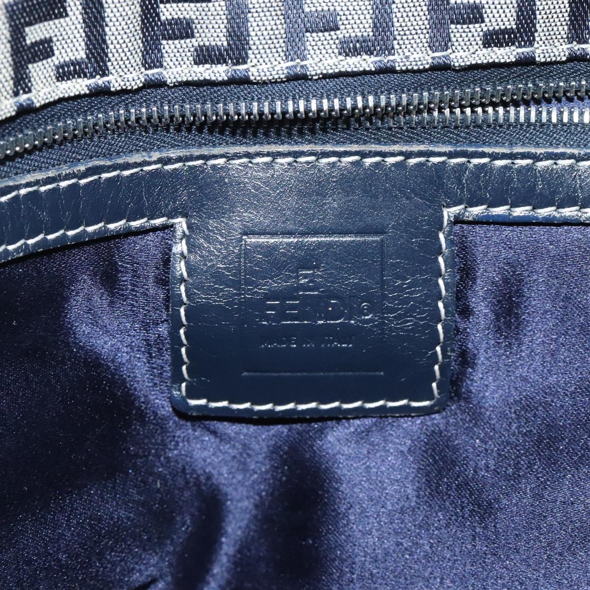 FENDI Zucchino Canvas Shoulder Bag Navy 112538