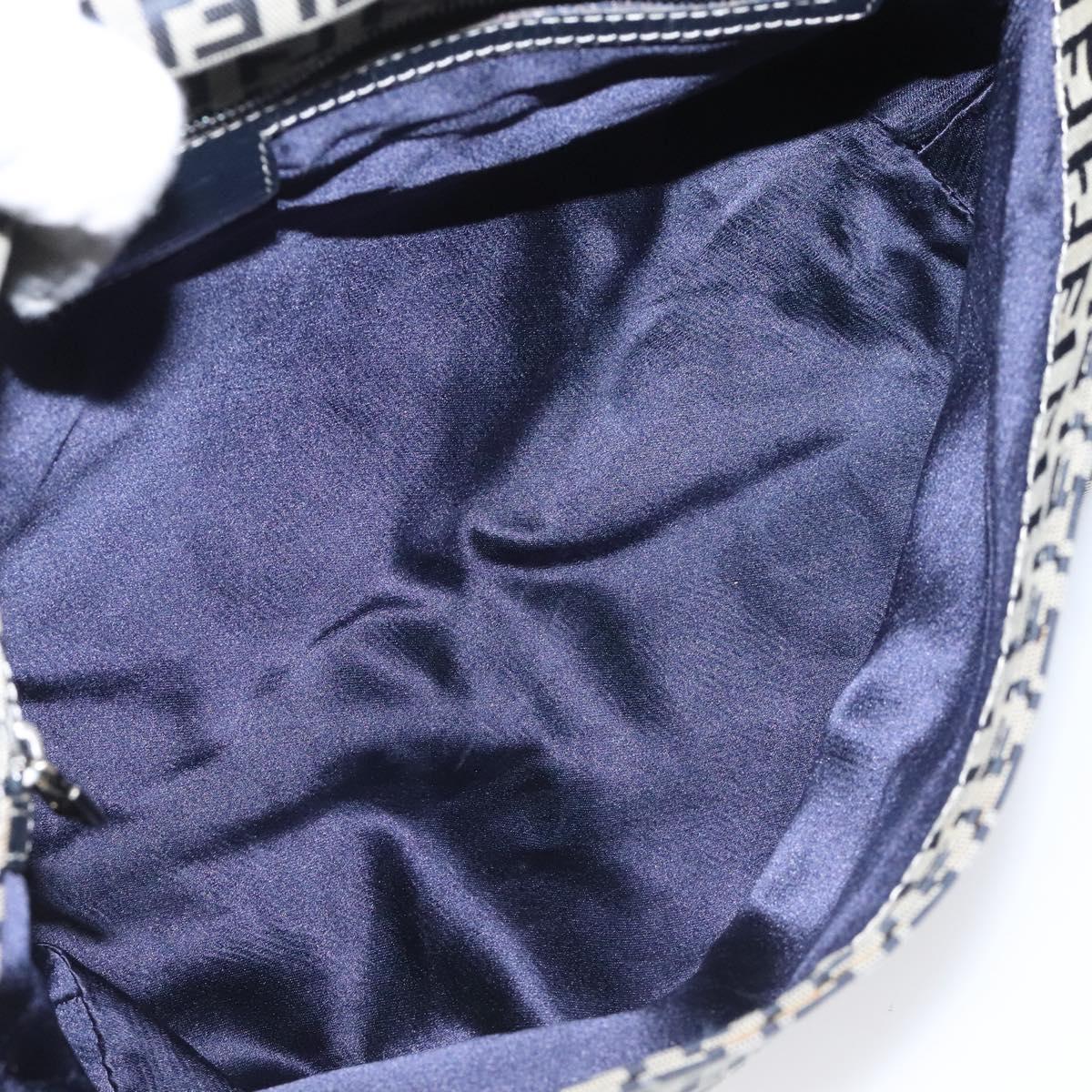 FENDI Zucchino Canvas Shoulder Bag Navy 112538
