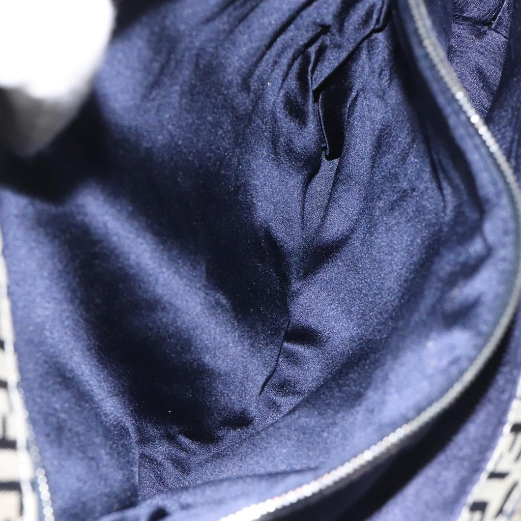 FENDI Zucchino Canvas Shoulder Bag Navy 112538