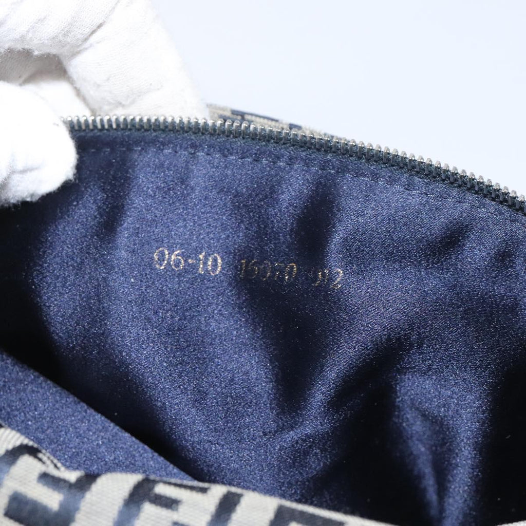 FENDI Zucchino Canvas Shoulder Bag Navy 112538