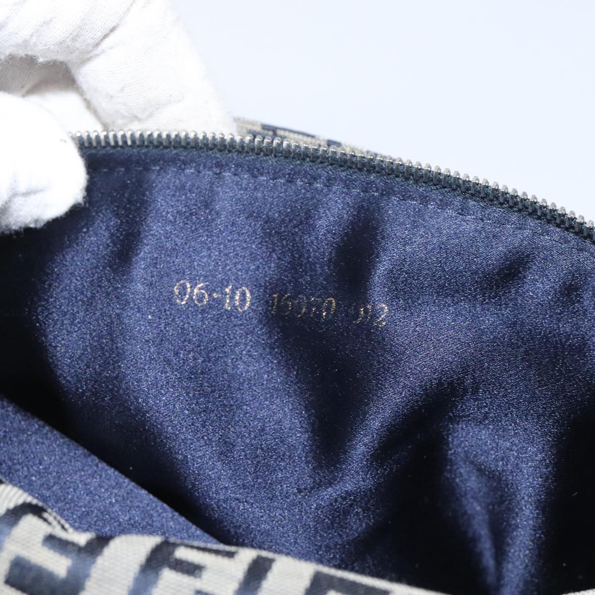 FENDI Zucchino Canvas Shoulder Bag Navy 112538