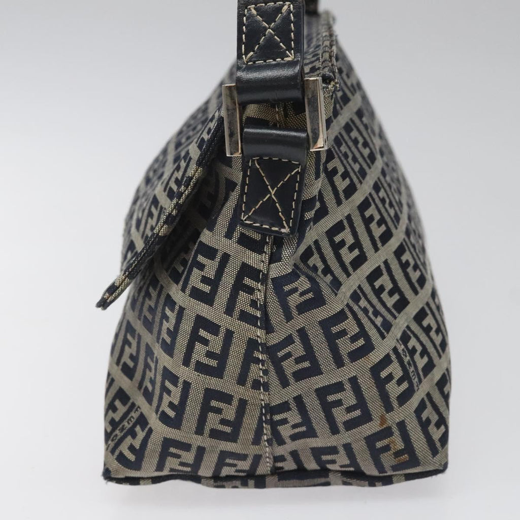 FENDI Zucchino Canvas Shoulder Bag Navy 112538