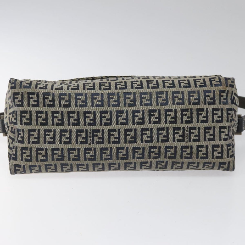 FENDI Zucchino Canvas Shoulder Bag Navy 112538